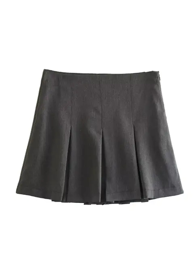 Vintage Dark Grey Ruffled Mini Skirt