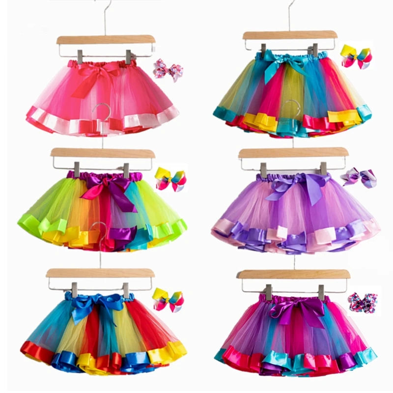 2024 New Tutu Skirt Baby Girls Clothes 12M-8Y Colorful Mini Pettiskirt Kids Party Dance Rainbow Tulle Skirts Children'S Clothing-Gennys fashion