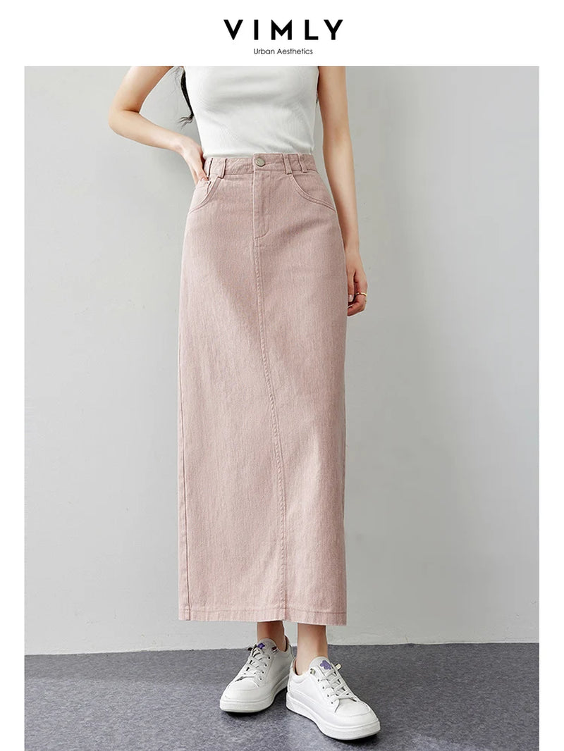 Women'S Workwear Straight Solid Color Skirt Summer New Simple High Waist Back Split Commuter Style Long Skirt 16658-Gennys fashion