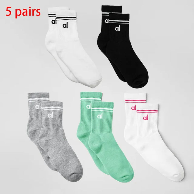 AL Goddess Sports Yoga Solid Color Cotton Socks Vintage Long Sock Yoga Pilates Fitness Women'S Fashion Socks Yoga Long Socks-Gennys fashion