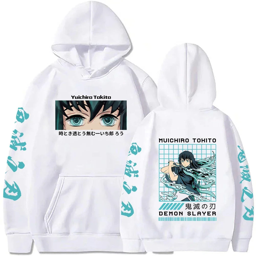 Demon Slayer Japan Anime Hoodie for Men and Women Harajuku Muichiro Tokito Graphic Printing Sweatshirt plus Size Female Pullover-Gennys fashion