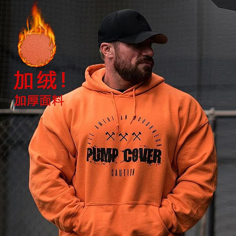 Autumn and Winter Men'S Gym Wool Pullovers Fitness Sweatshirts Men Fleece Hoodies Stringer Bodybuilding Fitness Casual Coat-Gennys fashion