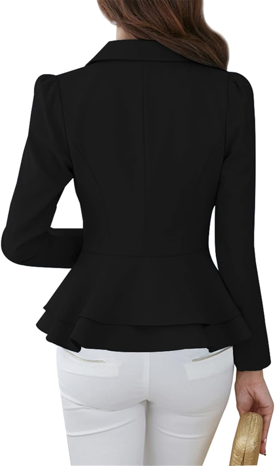 Women Elegant Jacket Suit 3/4 Sleeve Chic Slim Fit Office Business Blazer with Skirt Hem-Gennys fashion