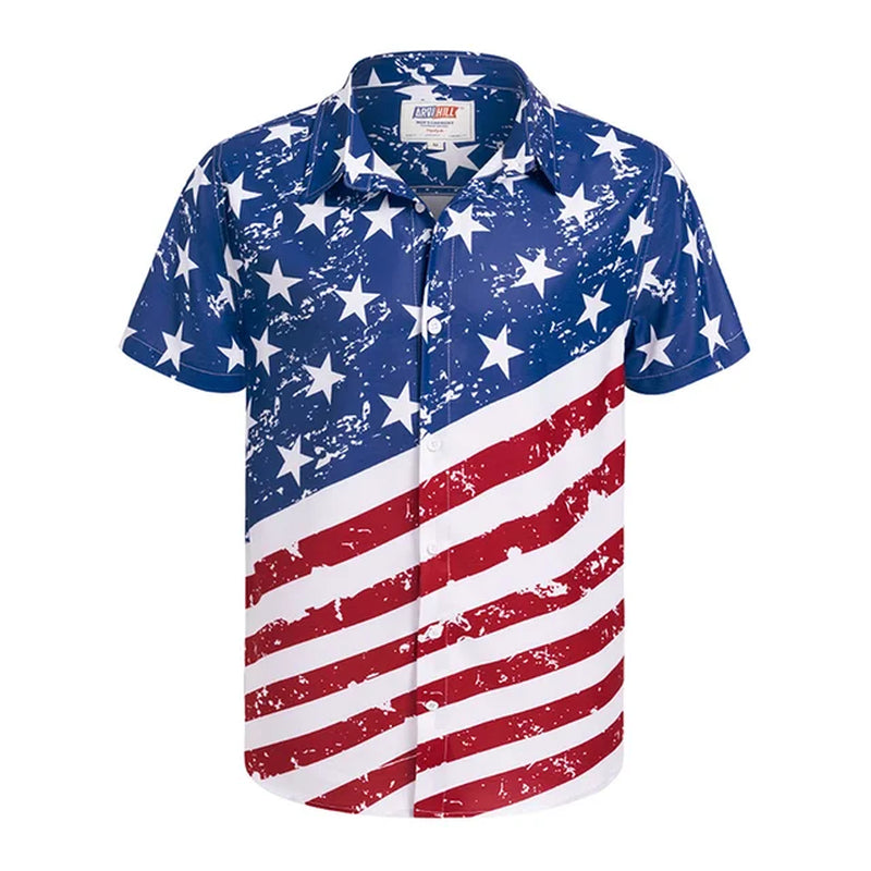 America Flag Graphic Shirts for Men Clothing 3D Printed Hawaiian Beach Shirts Short Sleeve Y2K Tops Vintage Clothes Lapel Blouse-Gennys fashion