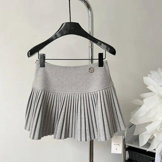 Women's Woolen Pleated Mini Skirt