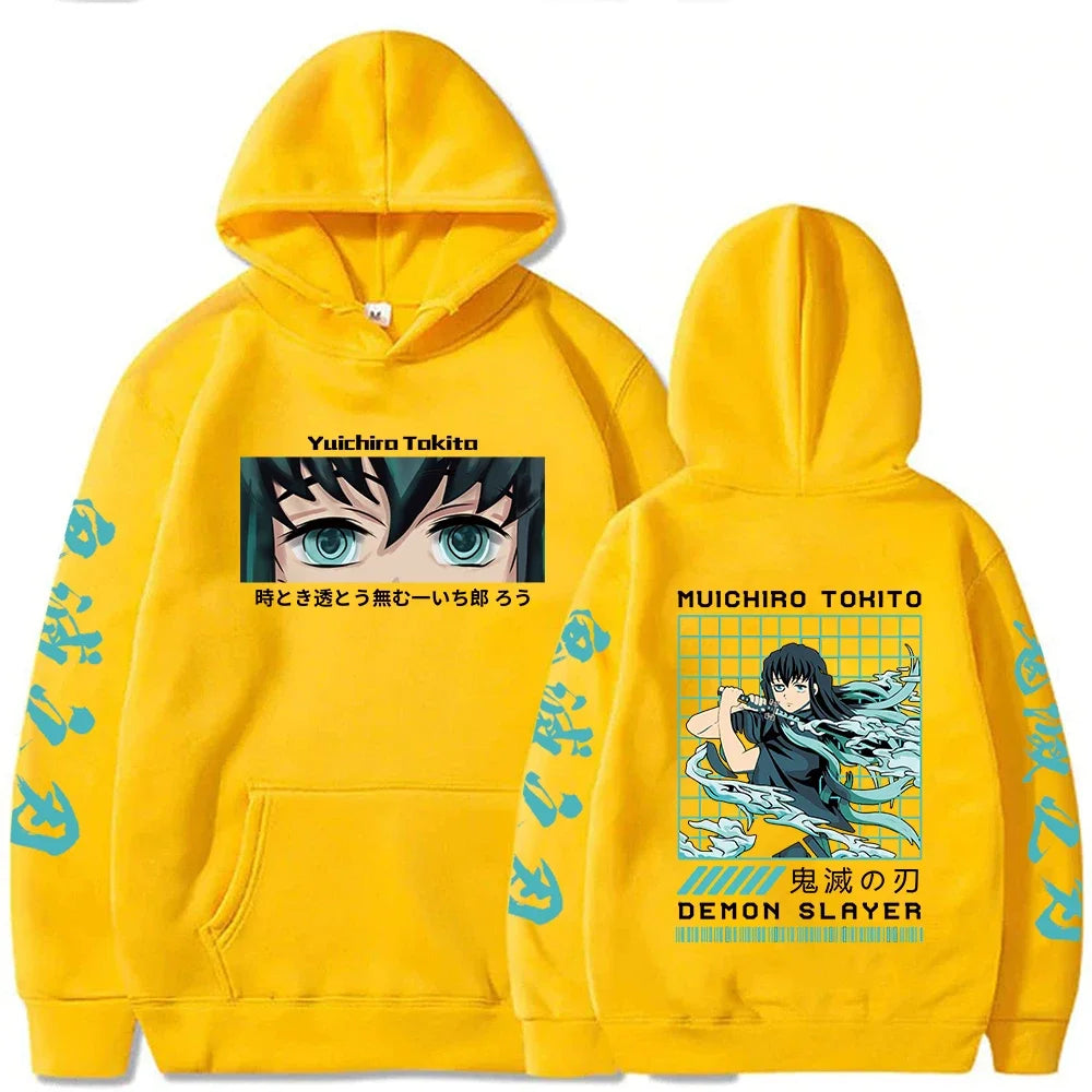 Demon Slayer Japan Anime Hoodie for Men and Women Harajuku Muichiro Tokito Graphic Printing Sweatshirt plus Size Female Pullover-Gennys fashion