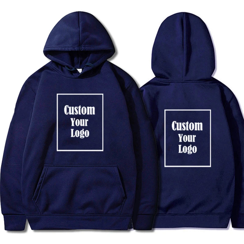 Men Sports Women Casual Hoodies Customize Your Logo Solid Color Pocket Hooded Fitness Fashio Unisex Pullovers Basic Sweatshirts-Gennys fashion