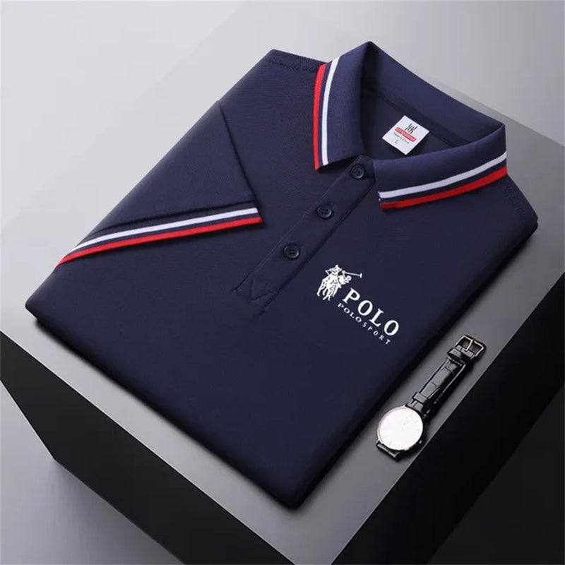 Men Breathable T-Shirt Business and Leisure POLO Shirt Summer New Fashion Short Sleeve Clothes Solid Color Comfortable Pullovers-Gennys fashion