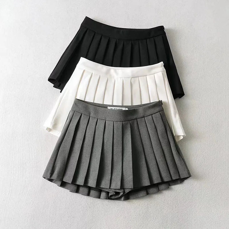 Sexy Women Pleated Skirts High Waist Summer Vintage Mini Skirts Korean Tennis Student White Designed Dance Skirt-Gennys fashion