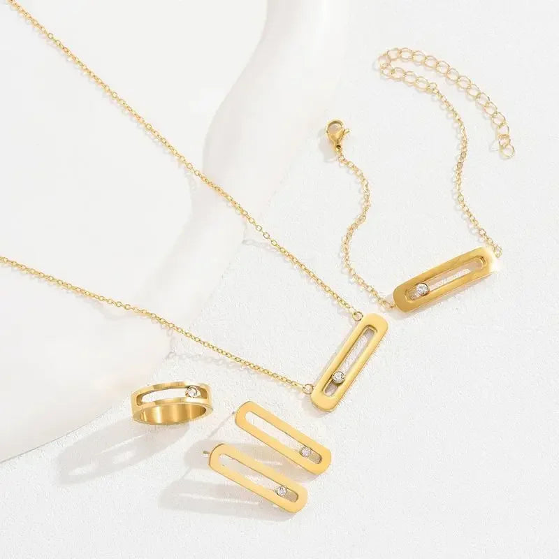 Gold Plated Crystal Jewelry Set-Gennys fashion