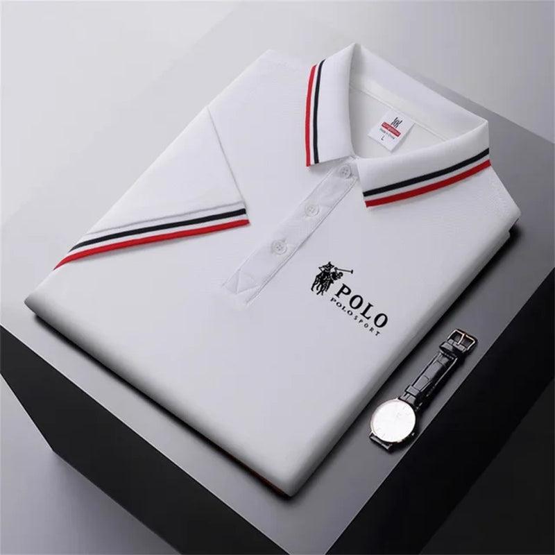 Men Breathable T-Shirt Business and Leisure POLO Shirt Summer New Fashion Short Sleeve Clothes Solid Color Comfortable Pullovers-Gennys fashion