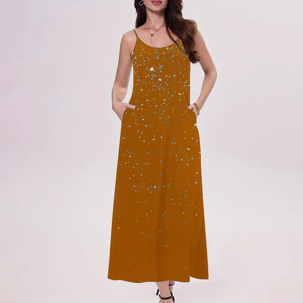 Women'S Star-Dotted Print Halter Dress Elegance Women'S Clothing Breathable Comfort High Quality Crewneck Dress New Summer 2024-Gennys fashion