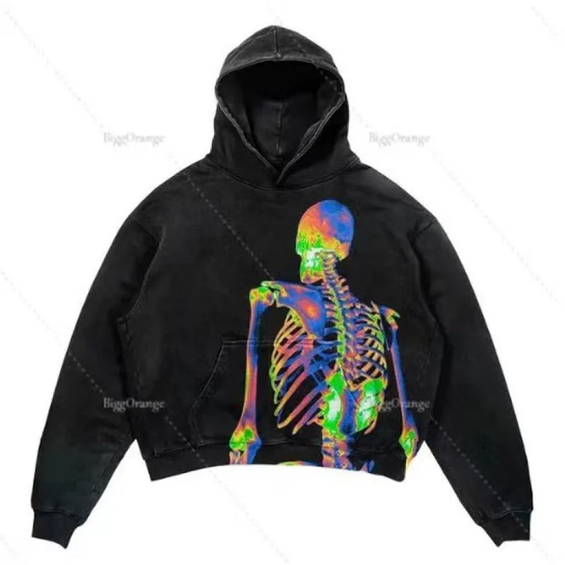 2024 Coats Streetwear Gothic Casual Alphabet Blast Print Pattern Men Clothing Skull Fashion Hoodie Men Harajuku Retro Y2K Hoodie-Gennys fashion