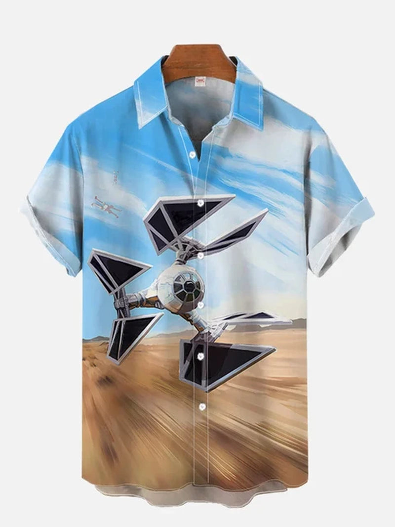 2024 Fashion Ukiyo-E Tropical Floral and Sci-Fi Space Samurai Printing Turndown Collar Hawaiian Short Sleeve Shirt Casual Shirts-Gennys fashion