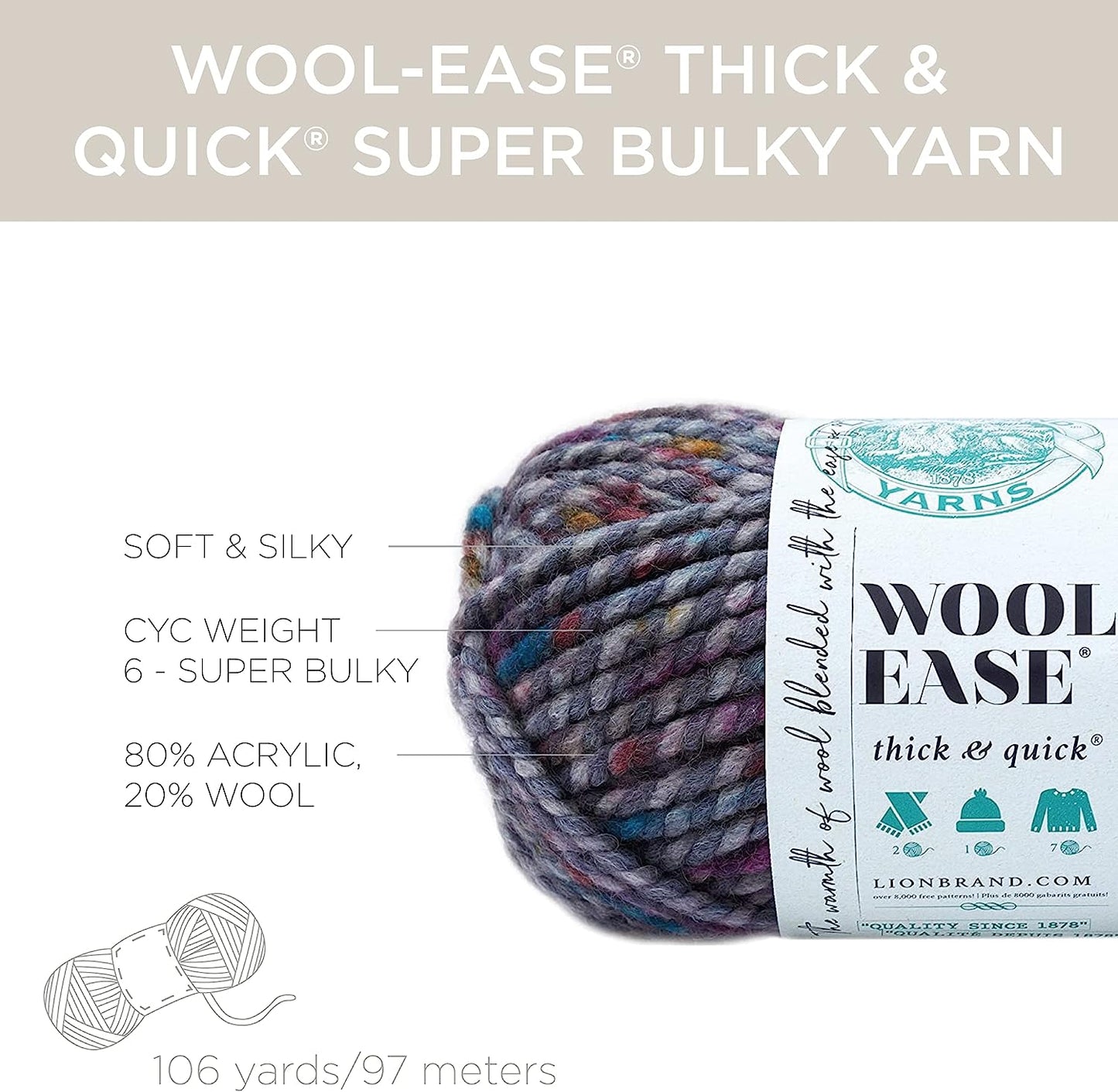 Company 640-548 Wool-Ease Thick & Quick Yarn, Arctic Ice-Gennys fashion