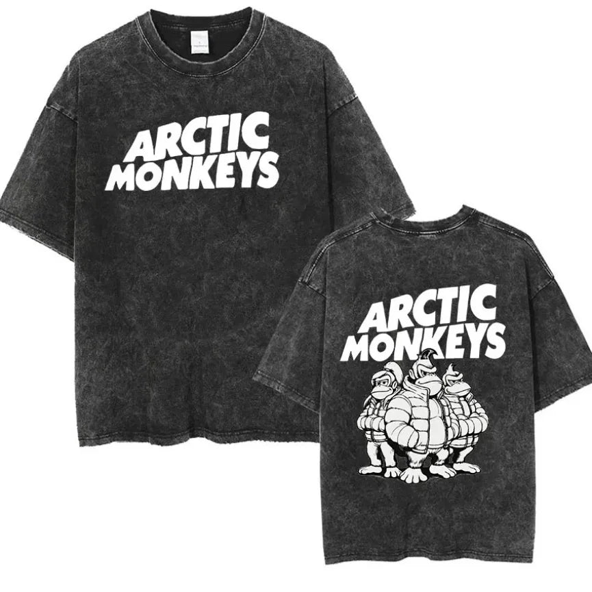 Retro Rock Arctic Monkeys Music Album Graphic T-Shrit Men'S Vintage Washed Oversized Short Sleeve T Shirt Y2K Hip Hop Streetwear-Gennys fashion