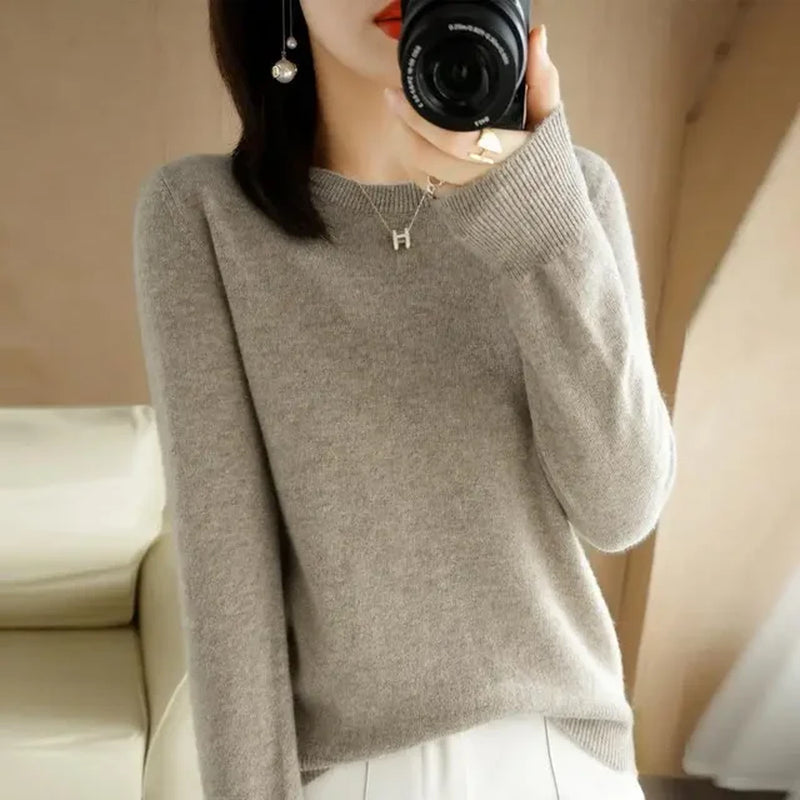 2024 Women Sweater Spring Autumn Long Sleeve O-Neck Pullovers Warm Bottoming Shirts Korean Fashion Sweater Knitwear Soft Jumpers-Gennys fashion