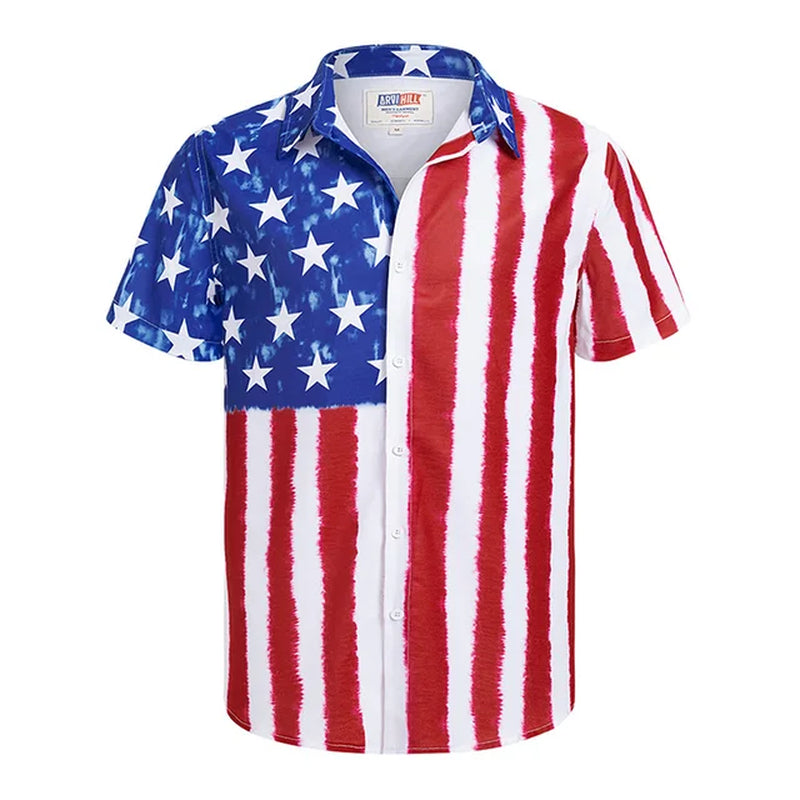 America Flag Graphic Shirts for Men Clothing 3D Printed Hawaiian Beach Shirts Short Sleeve Y2K Tops Vintage Clothes Lapel Blouse-Gennys fashion