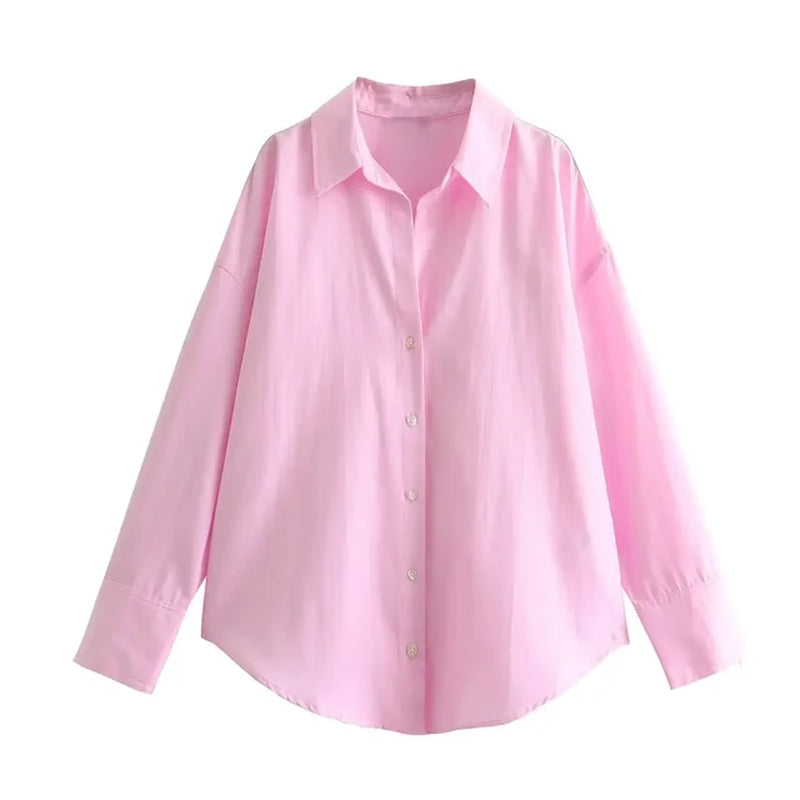 Chic Long Sleeve Cotton Oxford Blouse