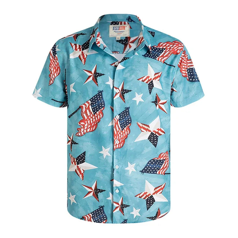 America Flag Graphic Shirts for Men Clothing 3D Printed Hawaiian Beach Shirts Short Sleeve Y2K Tops Vintage Clothes Lapel Blouse-Gennys fashion