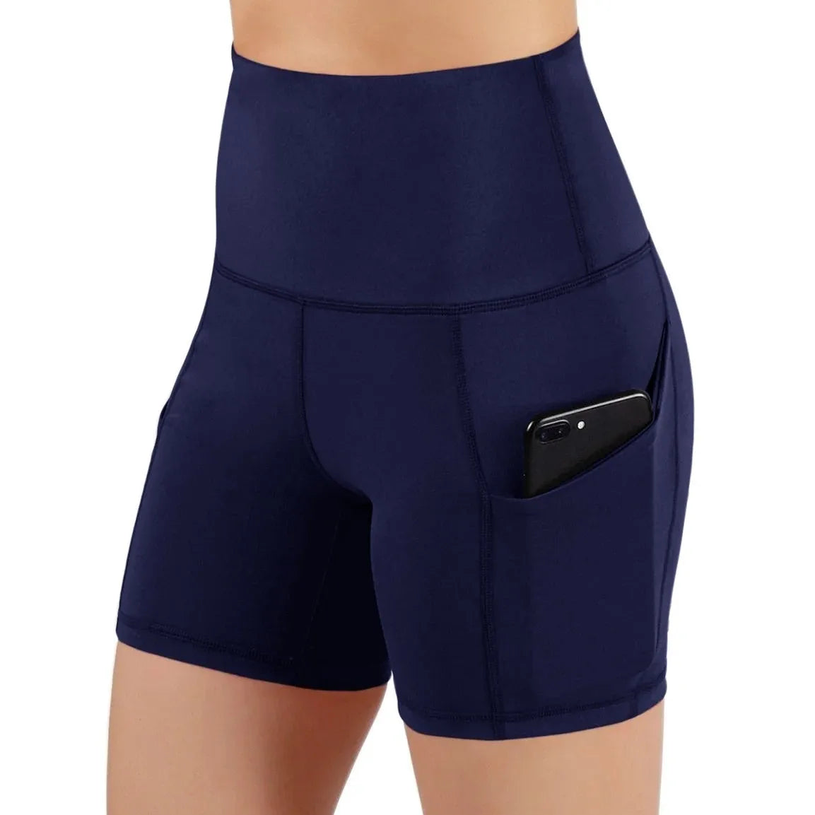 Fashion Women'S Shorts with Pocket High Waist Elastic Yoga Leggings Gym Running Sport Fitness Short Pants-Gennys fashion