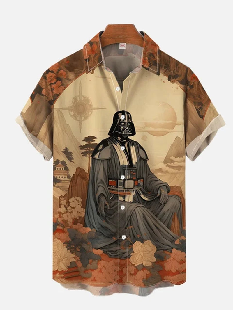 2024 Fashion Ukiyo-E Tropical Floral and Sci-Fi Space Samurai Printing Turndown Collar Hawaiian Short Sleeve Shirt Casual Shirts-Gennys fashion