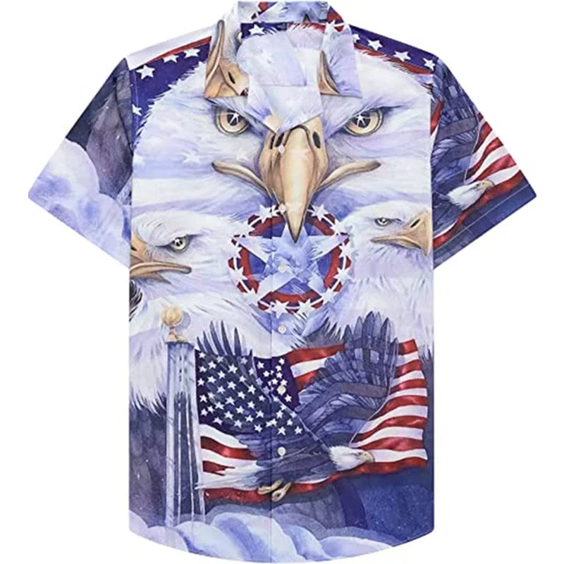 America Flag Graphic Shirts for Men Clothing 3D Printed Hawaiian Beach Shirts Short Sleeve Y2K Tops Vintage Clothes Lapel Blouse-Gennys fashion