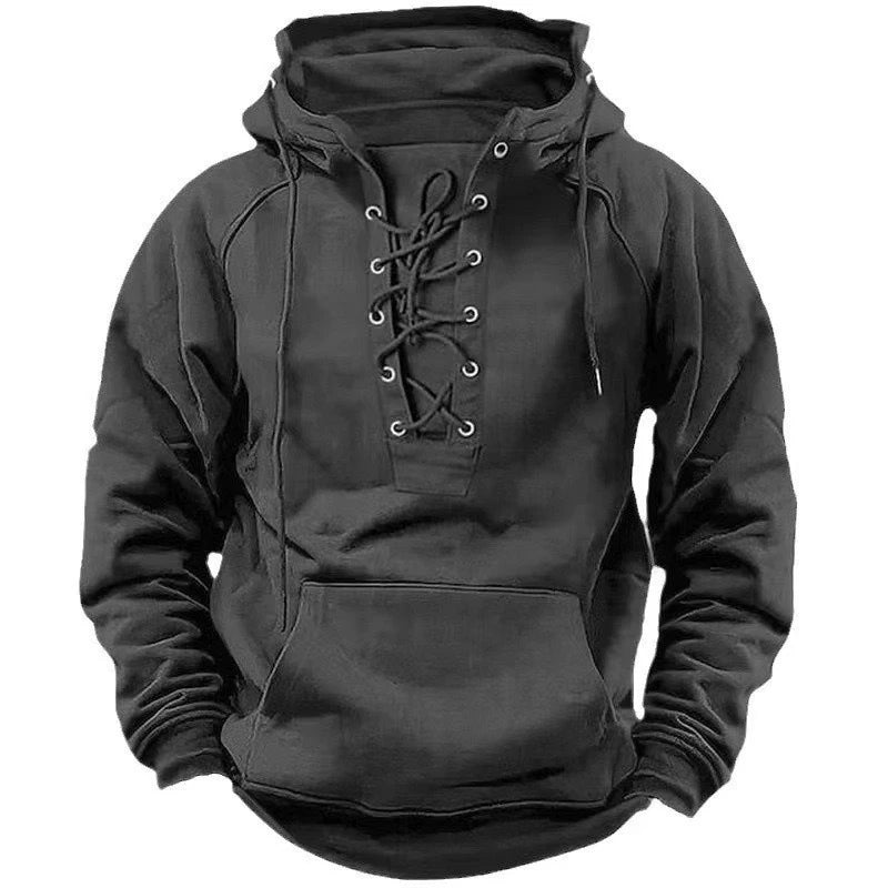 Fashion Drawstring Sweatshirt Men Clothing Vintage Loose Pullovers Shirts Male Autumn Winter Long Sleeve Hoodie Tops Streetwear-Gennys fashion