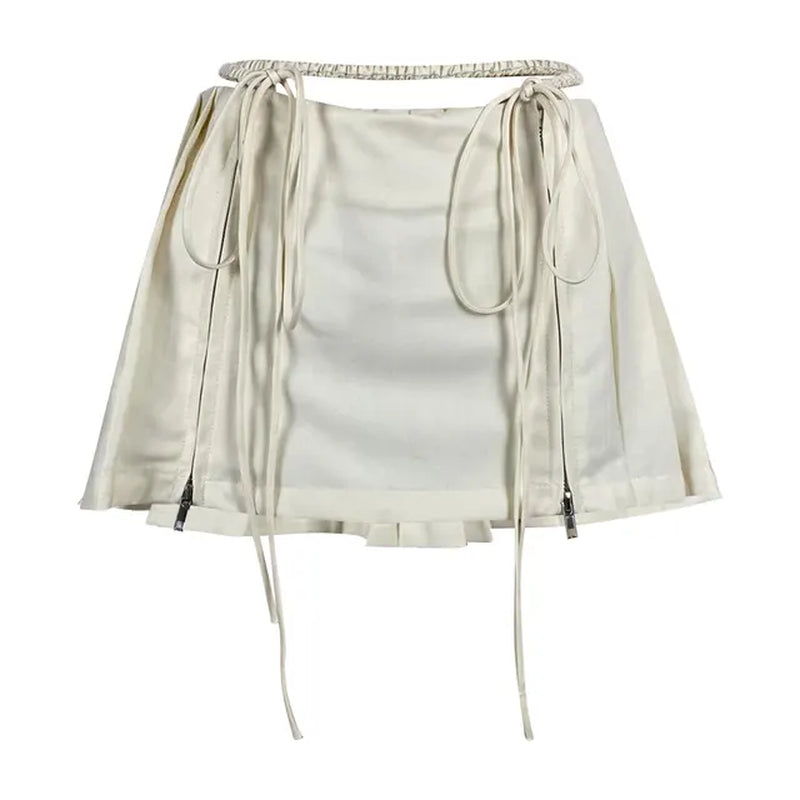 Y2K Mini Skirt Drawstring Side Pleats