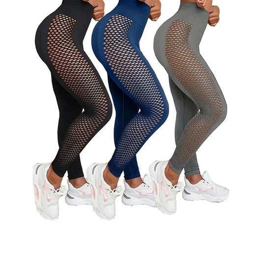 3-Piece Seamless Fishnet Yoga Set