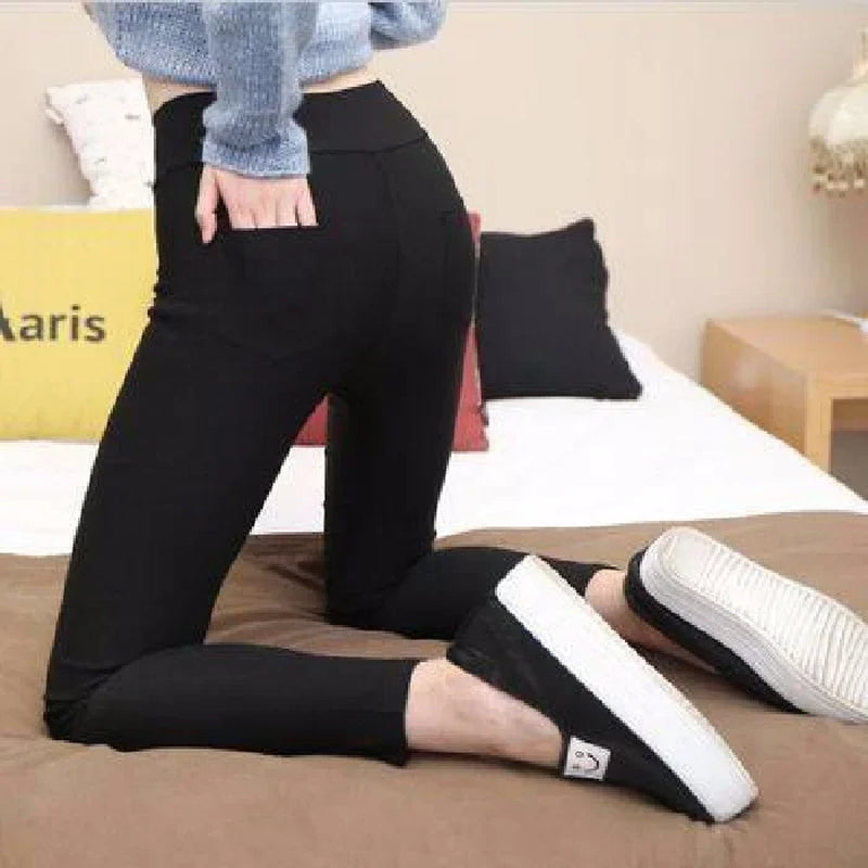 Women'S High-Waisted Slimming Black Leggings 2023 Summer Thin Style Outerwear Small Foot Magic Pencil Leggings-Gennys fashion