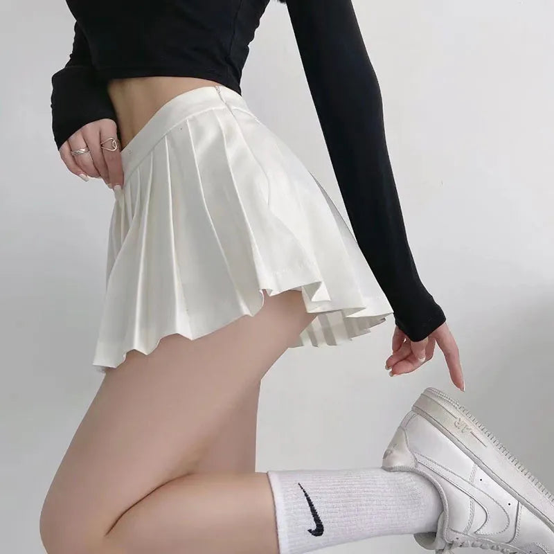 Sexy Women Pleated Skirts High Waist Summer Vintage Mini Skirts Korean Tennis Student White Designed Dance Skirt-Gennys fashion