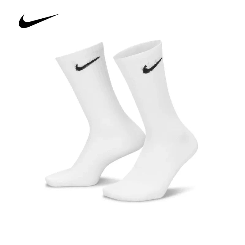 Original Everyday Lightweight Unisex Sports Socks Men'S and Women'S 3 Pairs Train Middle Barrel White Socks S M L XL SX7676-Gennys fashion