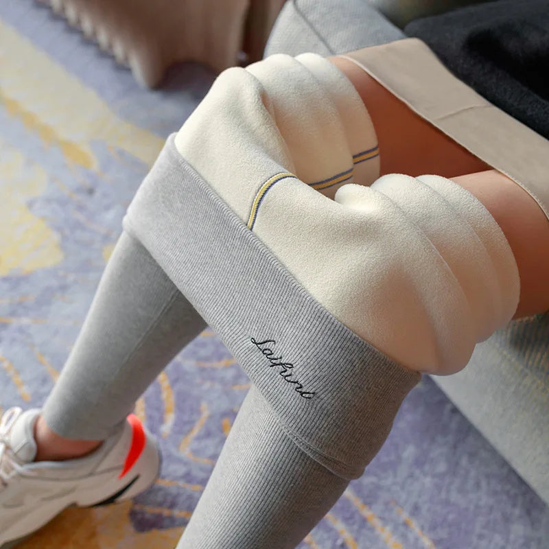 Women'S Winter Warm Leggings Thermal Thicken 2023 High Waist Ribbed Leggings Fleece Lined Tights Sexy Casual High Quality Pants-Gennys fashion