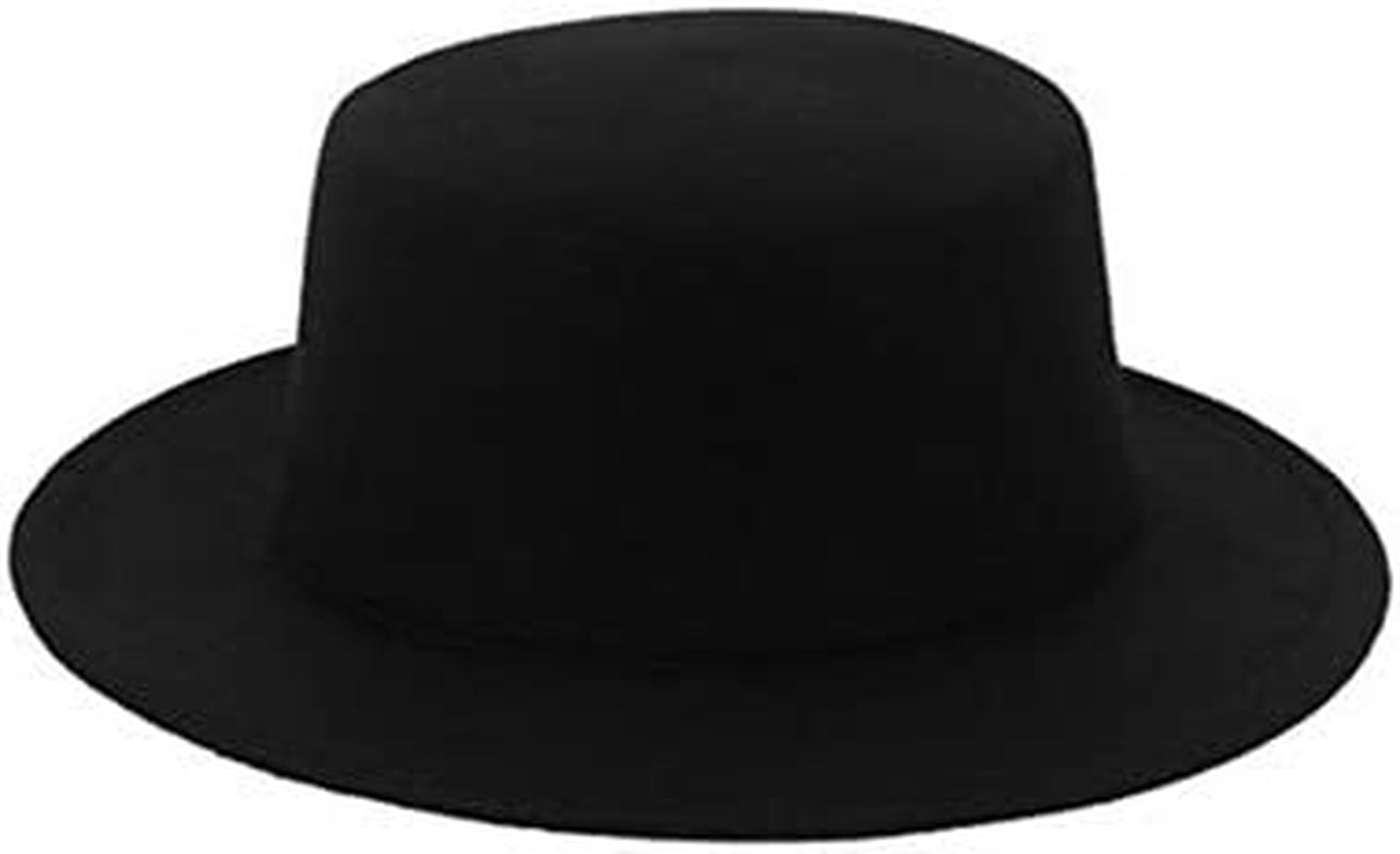 Fashion Classic Black Wool Blend Fedora Hat Brim Flat Church Derby Cap-Gennys fashion