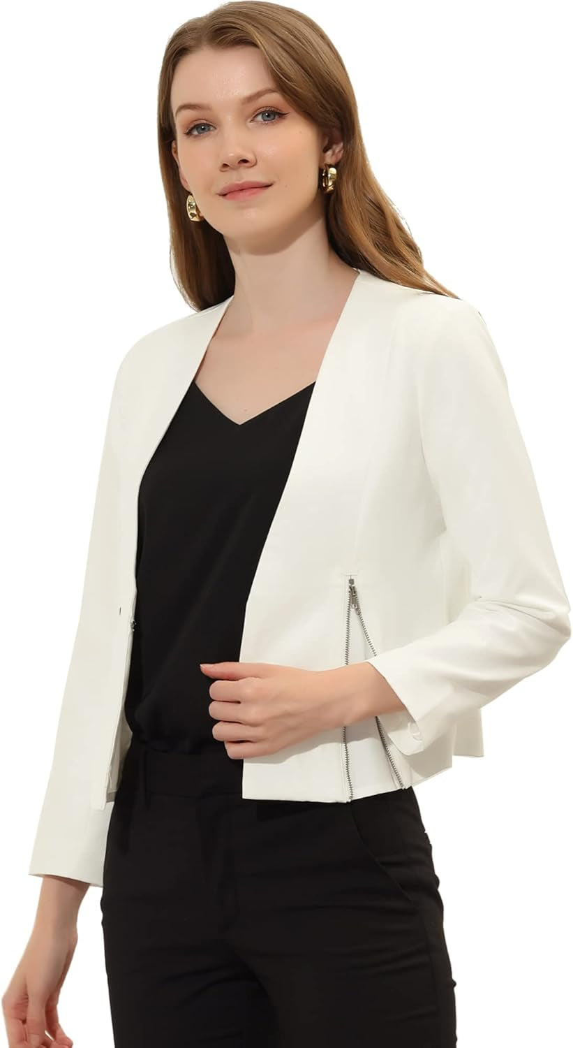 Women's Zip Detail Crop Blazer