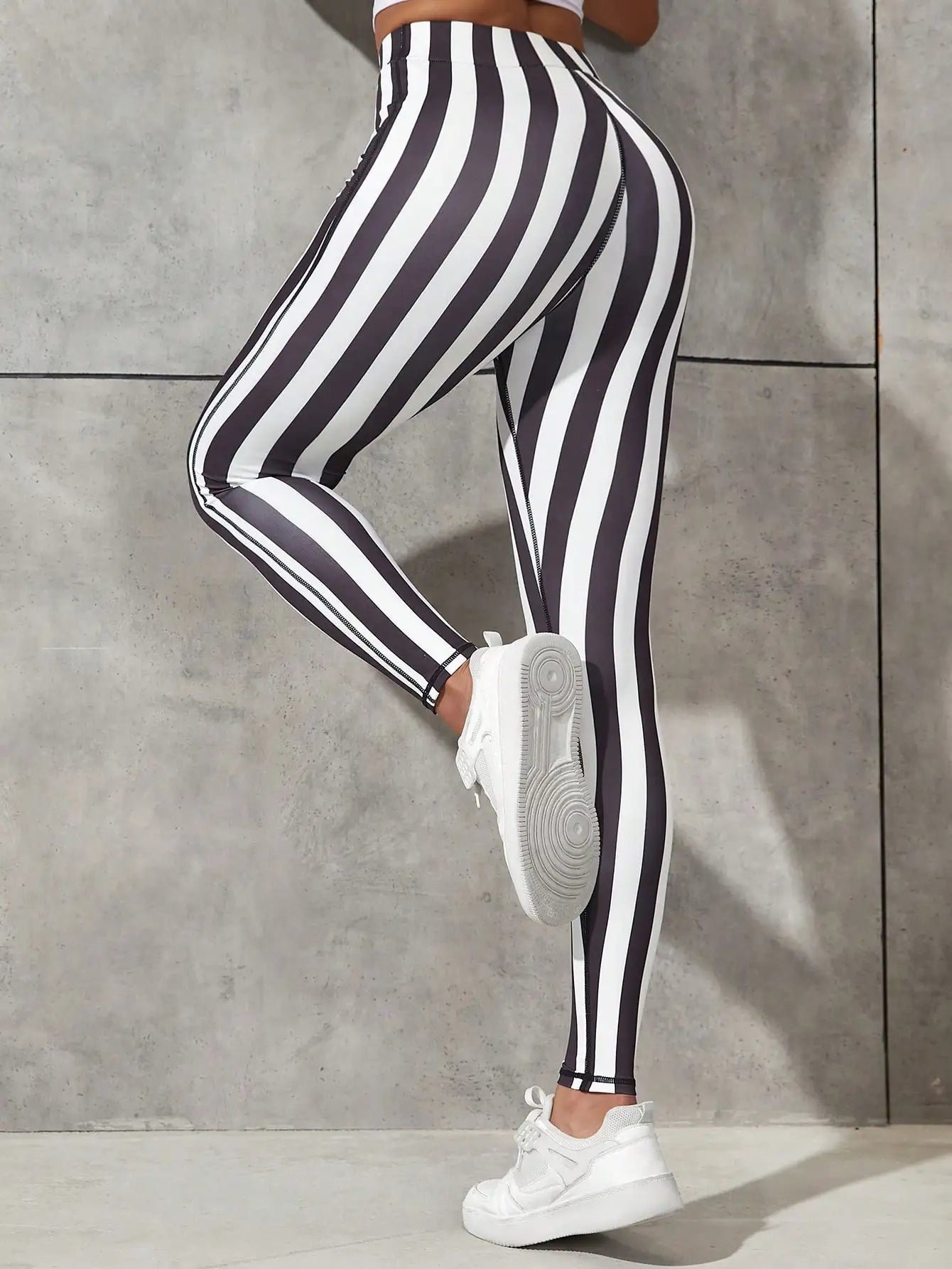 2023 Women Fashion High Waist Striped Printed Leggings Casual Female Yoga Running Fitness Skinny Trouser-Gennys fashion