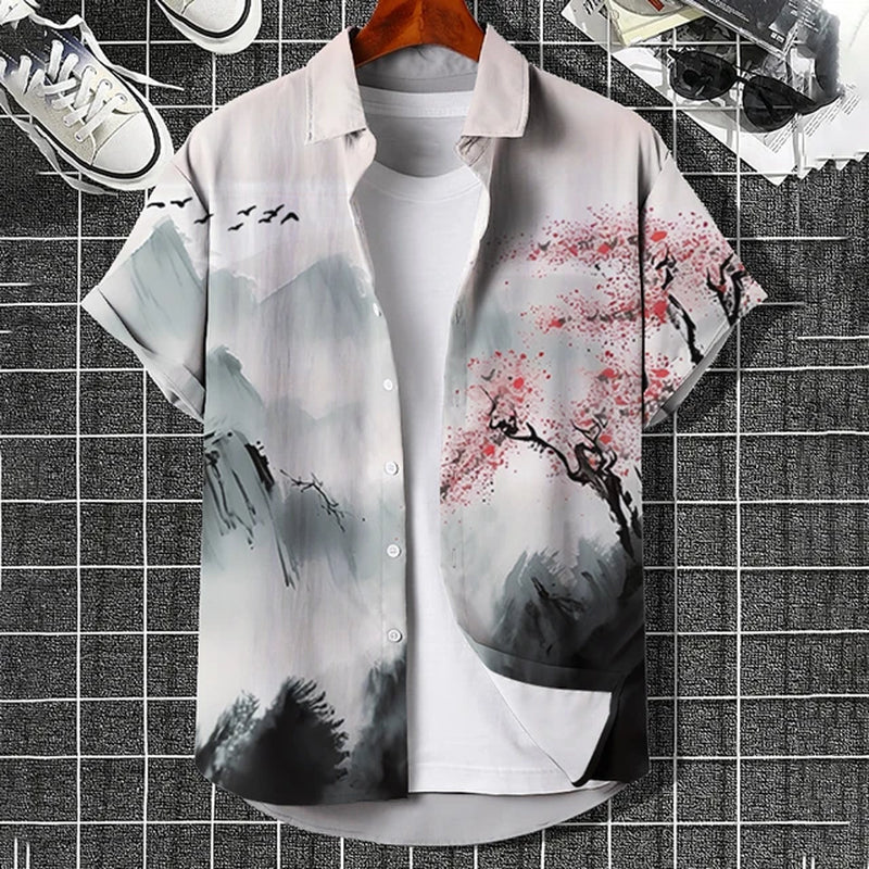 Simple Men'S Shirt 3D Printed Retro Fashion Top Loose Oversized Wear Every Day Casual Short Sleeved Shirt Comfort Men'S Clothing-Gennys fashion