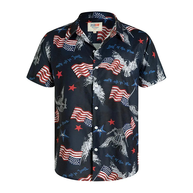 America Flag Graphic Shirts for Men Clothing 3D Printed Hawaiian Beach Shirts Short Sleeve Y2K Tops Vintage Clothes Lapel Blouse-Gennys fashion