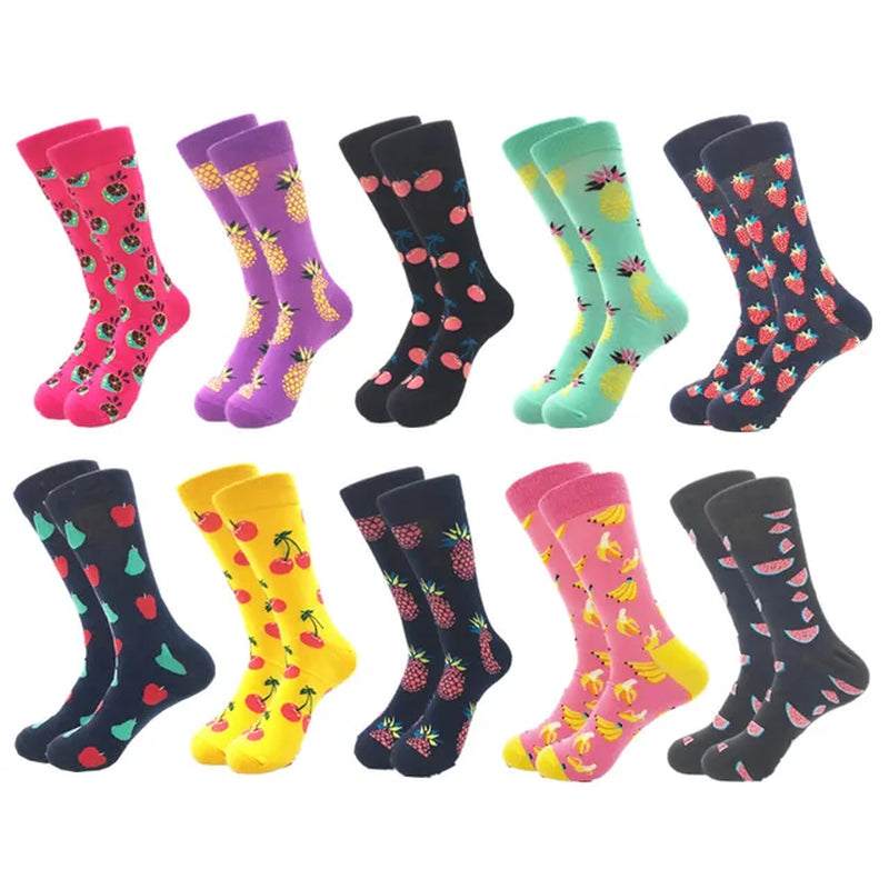 10Pairs/Lot Brand Quality Mens Socks Combed Cotton Colorful Happy Funny Sock Autumn Winter Warm Casual Long Men Compression Sock-Gennys fashion