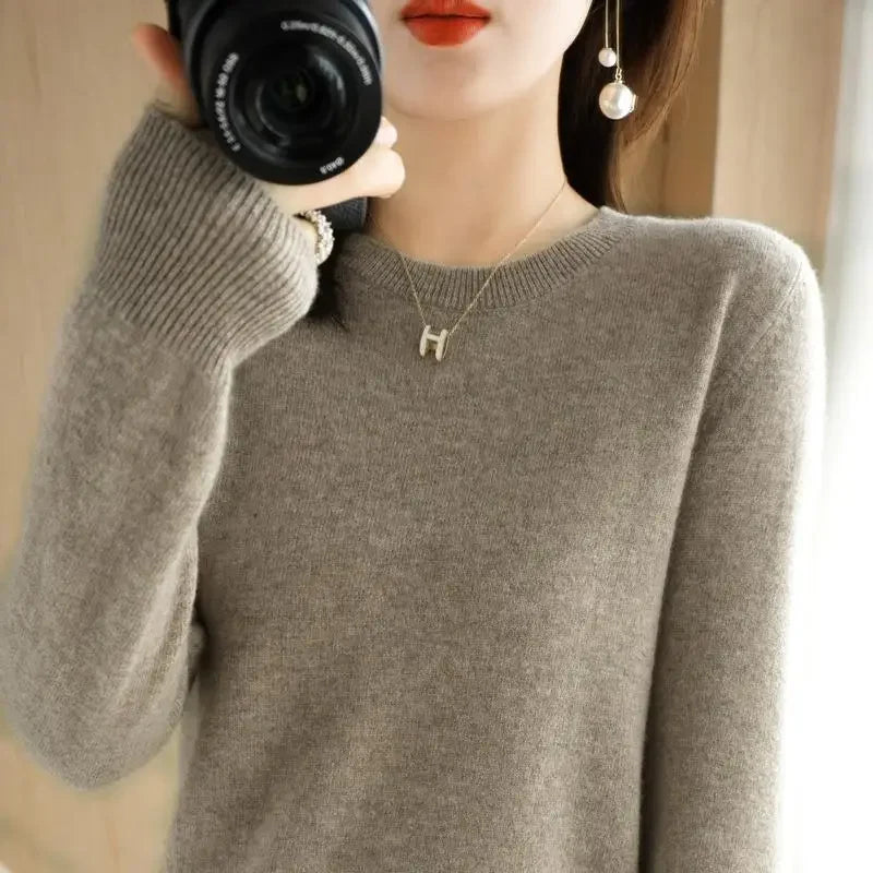 2024 Women Sweater Spring Autumn Long Sleeve O-Neck Pullovers Warm Bottoming Shirts Korean Fashion Sweater Knitwear Soft Jumpers-Gennys fashion