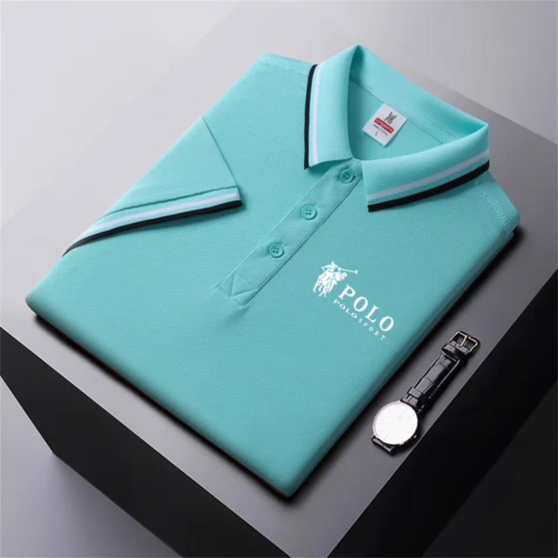 Men Breathable T-Shirt Business and Leisure POLO Shirt Summer New Fashion Short Sleeve Clothes Solid Color Comfortable Pullovers-Gennys fashion