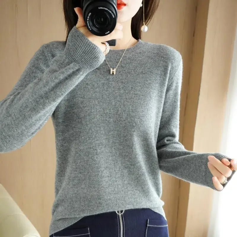 2024 Women Sweater Spring Autumn Long Sleeve O-Neck Pullovers Warm Bottoming Shirts Korean Fashion Sweater Knitwear Soft Jumpers-Gennys fashion