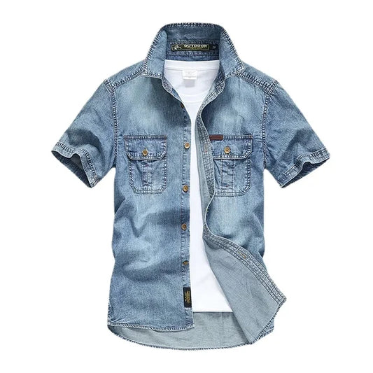 Men's 5XL Blue Denim Tooling Shirt