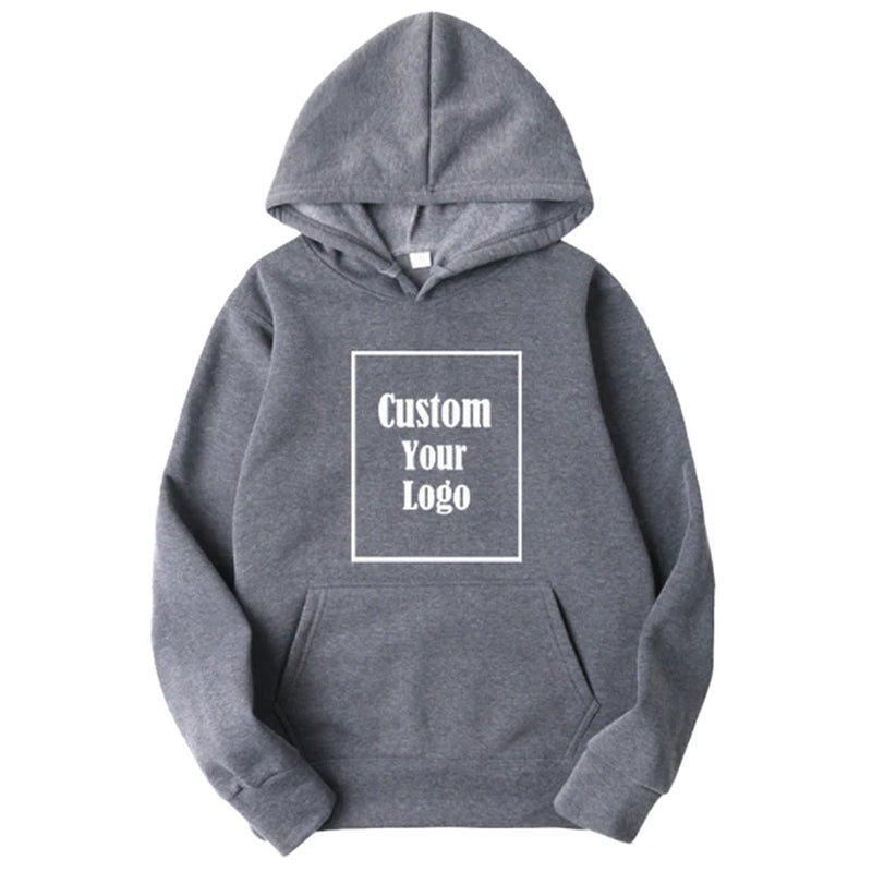 Men Sports Women Casual Hoodies Customize Your Logo Solid Color Pocket Hooded Fitness Fashio Unisex Pullovers Basic Sweatshirts-Gennys fashion