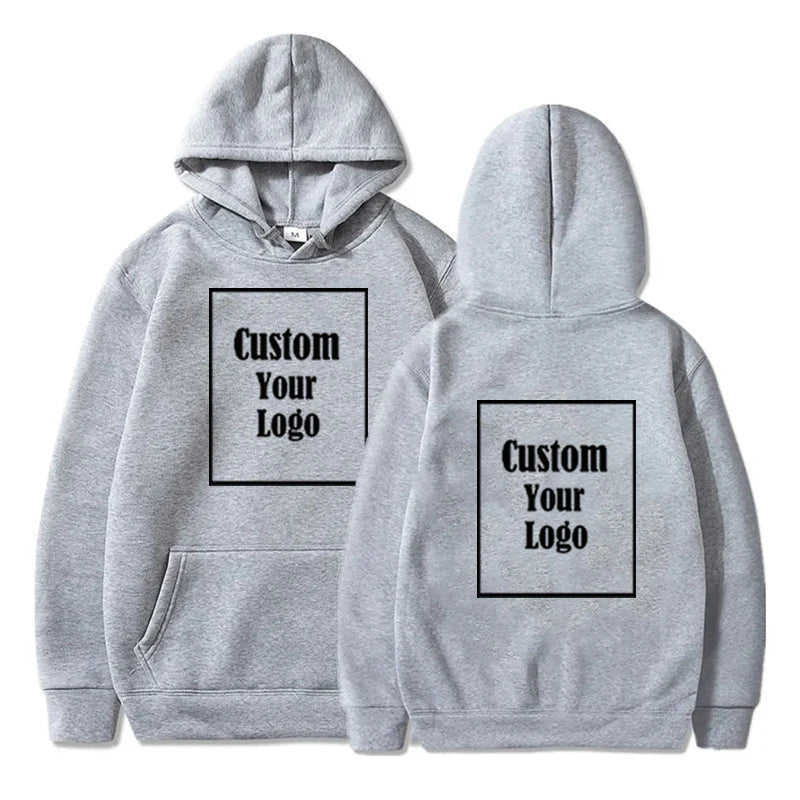 Men Sports Women Casual Hoodies Customize Your Logo Solid Color Pocket Hooded Fitness Fashio Unisex Pullovers Basic Sweatshirts-Gennys fashion