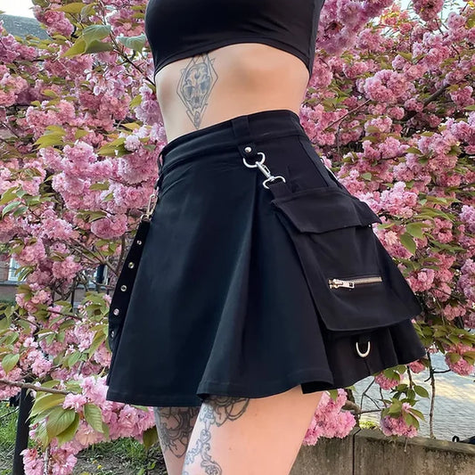 Punk Black High-Waist Mini Skirt